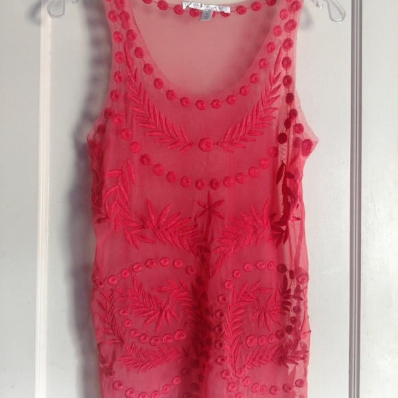 LC Red Sheer Top - Picture 1 of 4